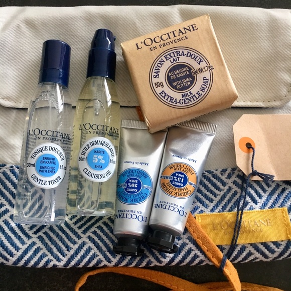 Loccitane Other - L’occitane canvas pouch with 5 travel essentials